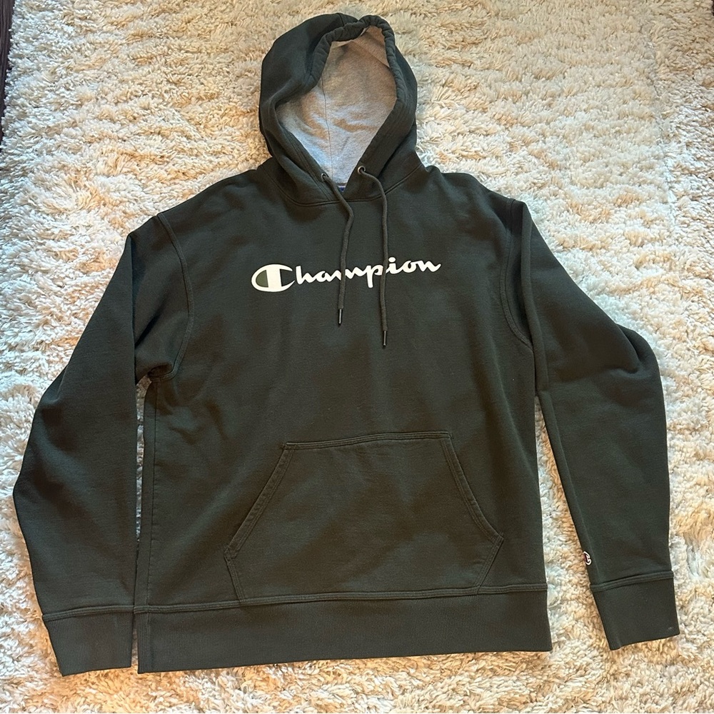 Champion Dark Green Hoodie with Logo